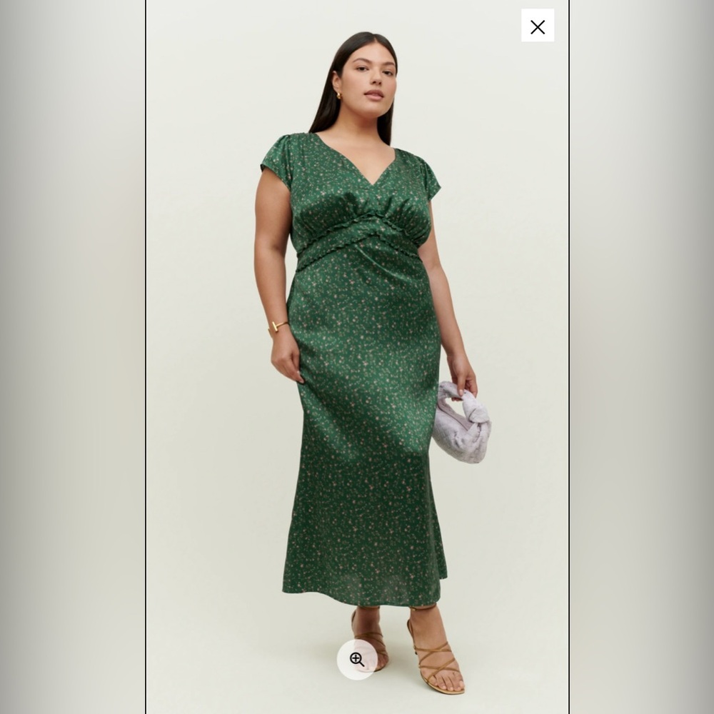 Reformation Kaye Silk Dress Es Coriander - Size 18 NWT